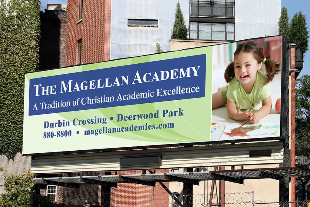 the Magellan Academy billboard design