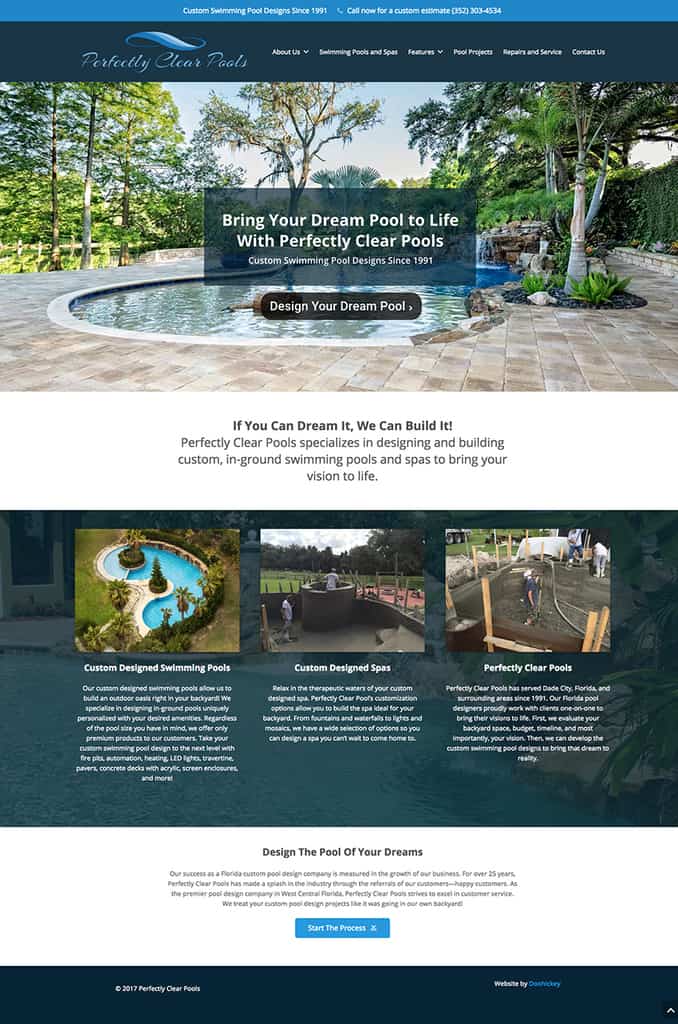 Perfectly Clear Pools Website Design