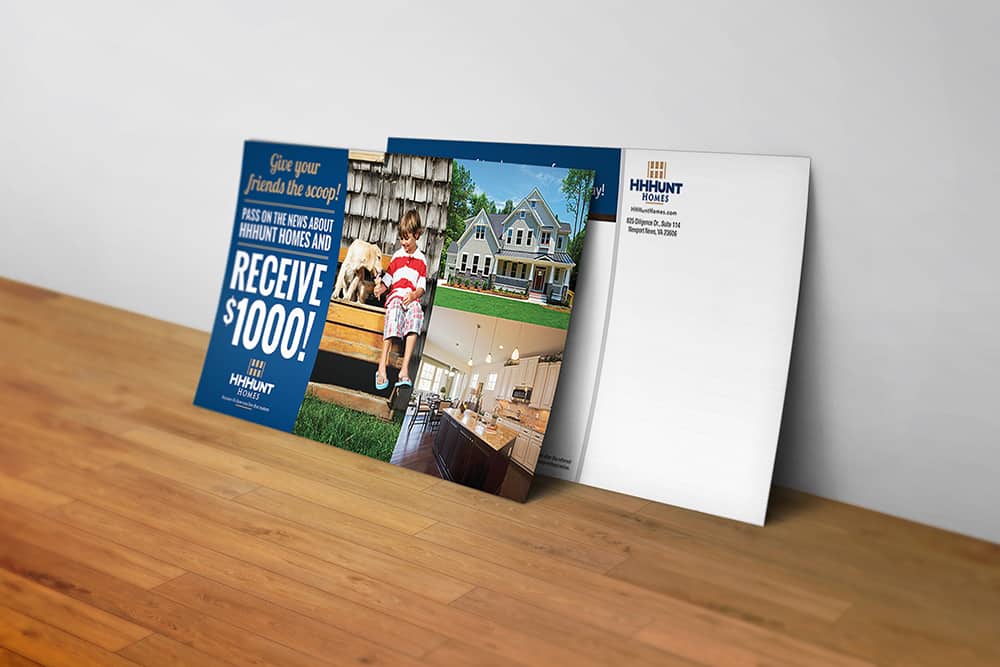 HHHunt Homes New Homes Referral Direct Mail Postcard
