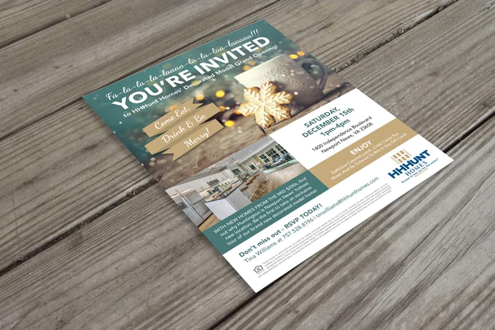 HHHunt Homes Decorated Model Grand Opening Winter 2018 Flyer Design