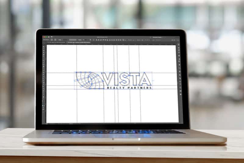 technical drawing of vista realty partners logo