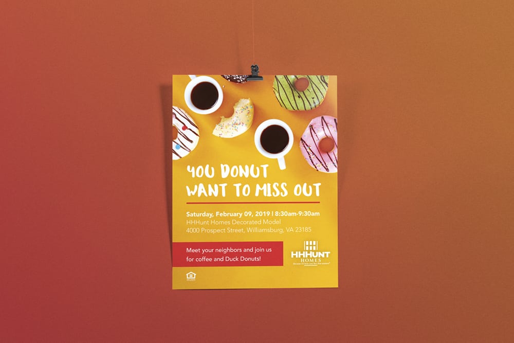 HHHunt Homes Quarterpath Coffee And Donuts Flyer Design