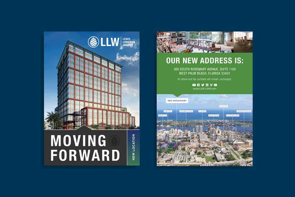 LLW New Office Location Direct Mail Design